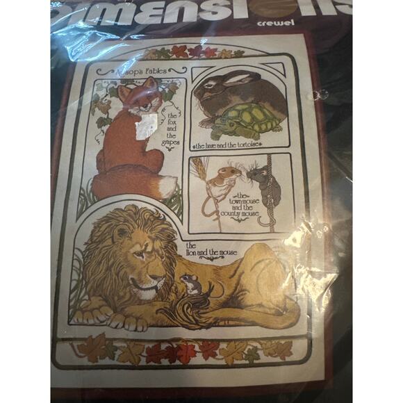 Vintage 1979 Dimensions Crewel Aesop's Fables Needlepoint Craft Kit 20 x 28" - Picture 2 of 4
